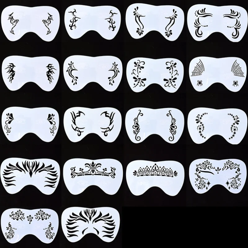 21*13cm Facial Graffiti Makeup Template Series Holiday Personalized DIY Facial Creative Painting Beauty Tools Stencil Reusable