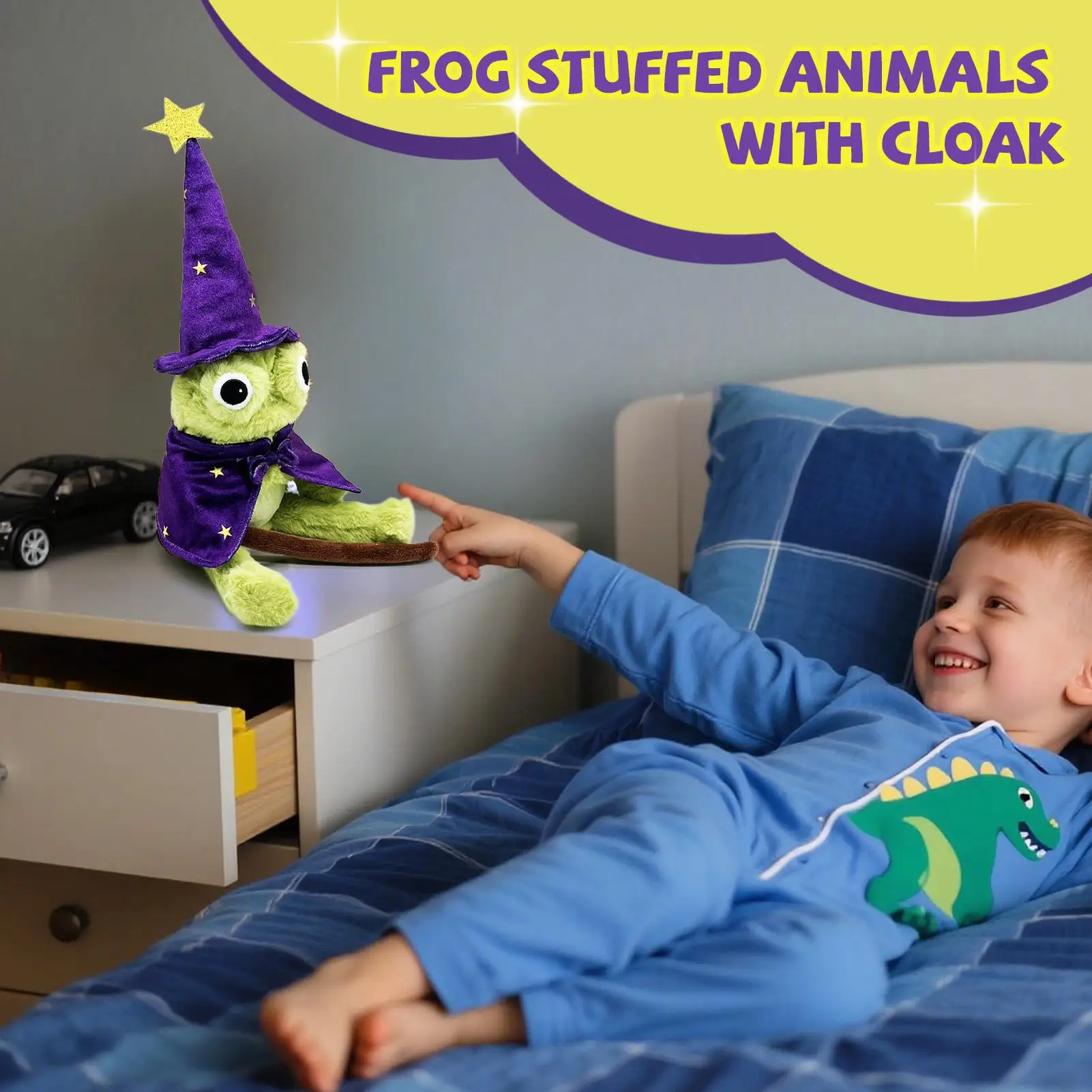 Für Moonlight Manor Frosch Zauberer Frosch Stofftier Garten Frosch Kuscheltiere mit Umhang Weiches Sammlerkissen Spielzeug für