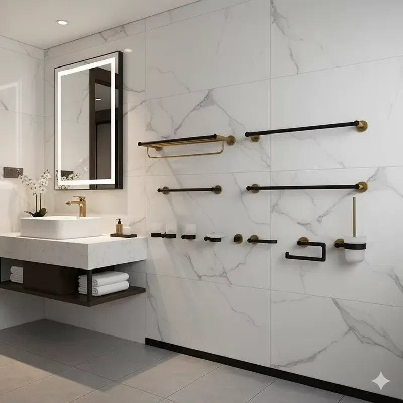 Stainless Steel Bathroom Hardware Wholesale Antique Gold Bathroom Accessories Supplier 11 Pcs Bathroom Accessories for