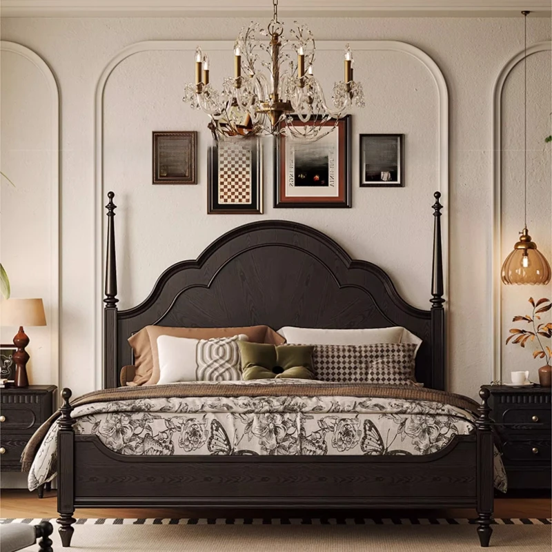 سرير تدليك بإطار كوين، تصميم غرفة نوم حديثة، سرير تدليك خشبي من حصير التاتامي، أثاث جناح صالة موبليس للنوم الفاخر