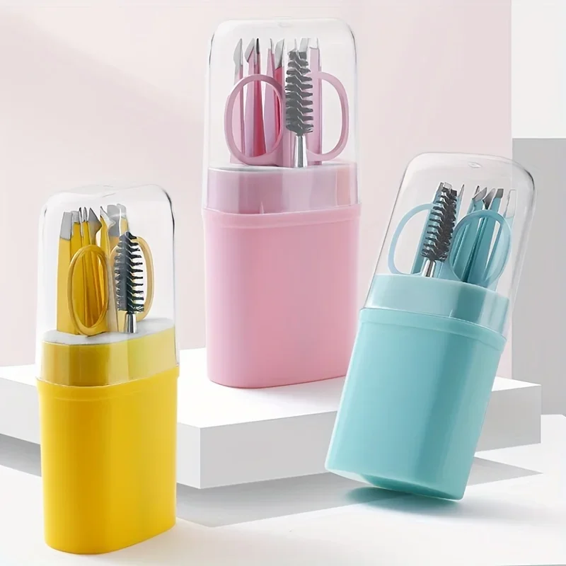 6 個のステンレス鋼の眉毛クリップセットと収納ボックス眉毛トリマーヘアリムーバーまつげカーラーメイクアップツール美容ツール