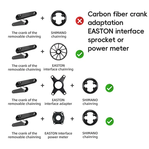 Imagen 2 del producto ROCKBROS manivela de fibra de carbono 162.5/165/167.5/170/172.5/175 platos y bielas de bicicleta para línea de cadena BCD 110 43,5 ejes 28,99 platos y bielas DUB