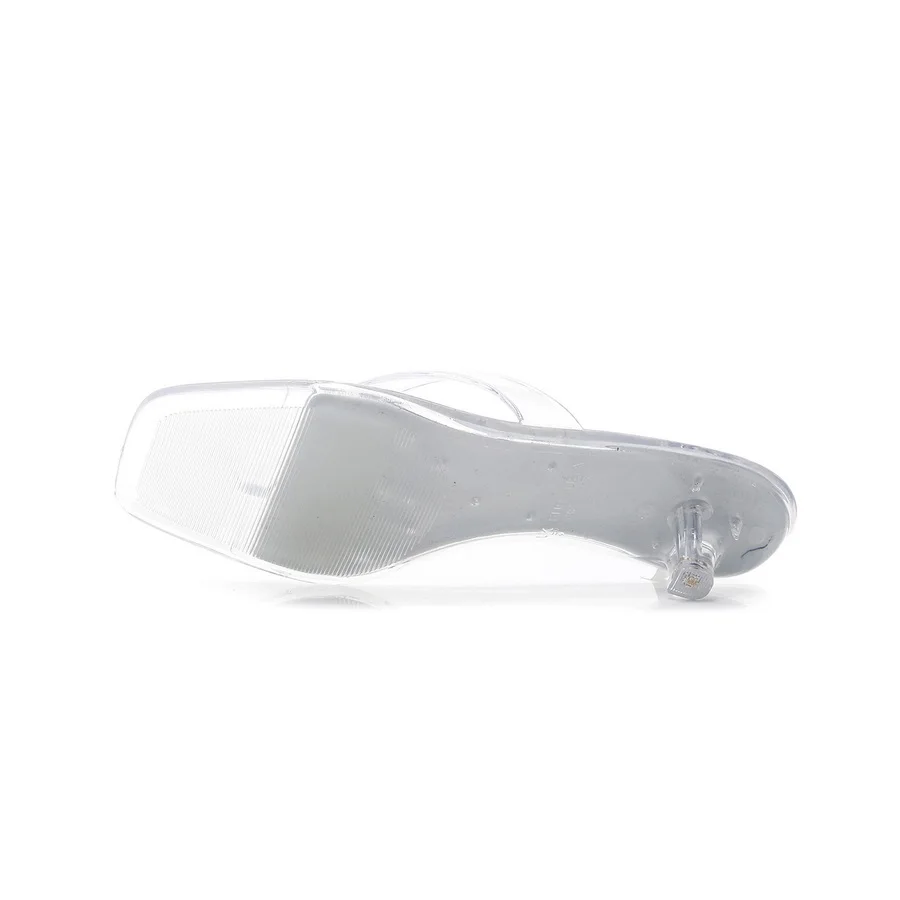 Französische Minimalistische Transparente Pantoletten für Damen 2026 Neue Sommer-Sandalen mit Eckiger Spitze Elegante Hochhackige Kristall-Pantoletten – Detail 13