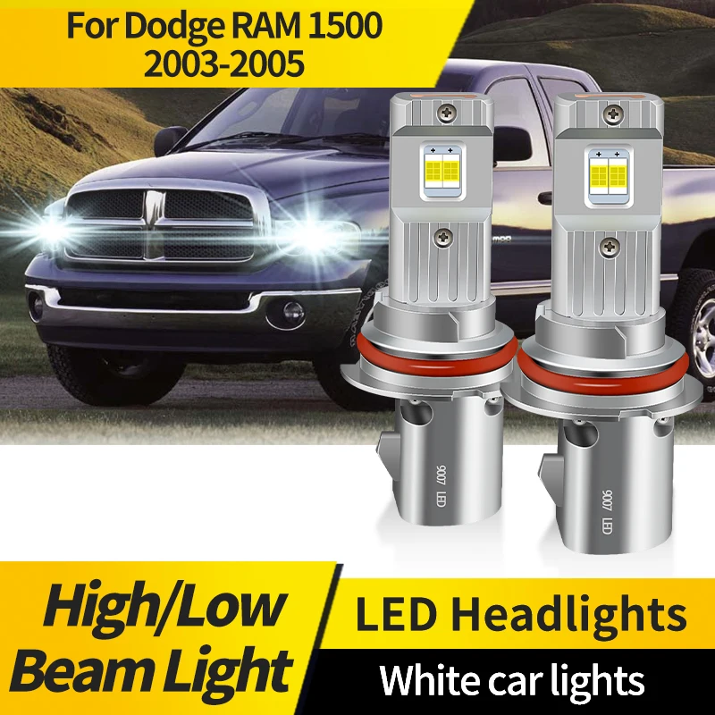 

2 шт. для Dodge RAM 1500 2003-2005 44 Вт 12 В светодиодные лампы 9007 HB5 30000LM супер яркие светодиодные автомобильные фары светодиодные чипы CPS 6000K белый