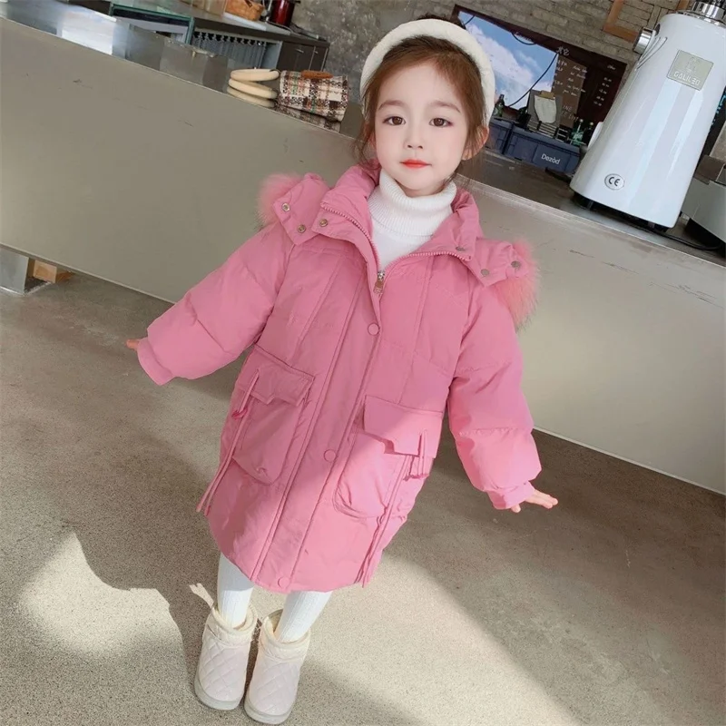 

Girls Down Coat Overcoat Jacket Windbreak Outerwear 2024 Furs Winter Autumn Sport Warm Christmas Gift Children's Clothing