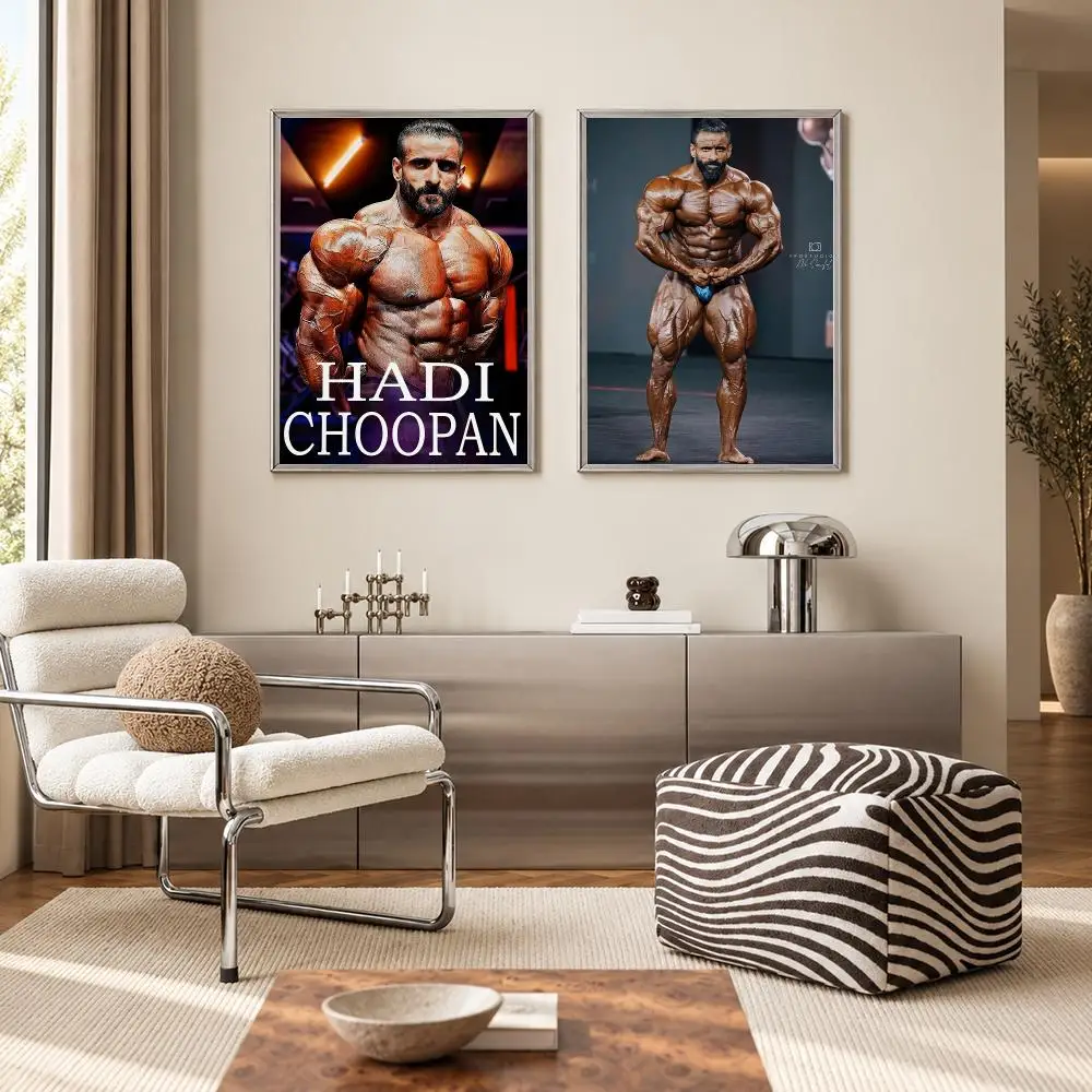 Elite Professional Bodybuilder Hadi Choopan Poster Self‑Adhesive Waterproof PP Poster Coffee Bar Wall Art Home Decor