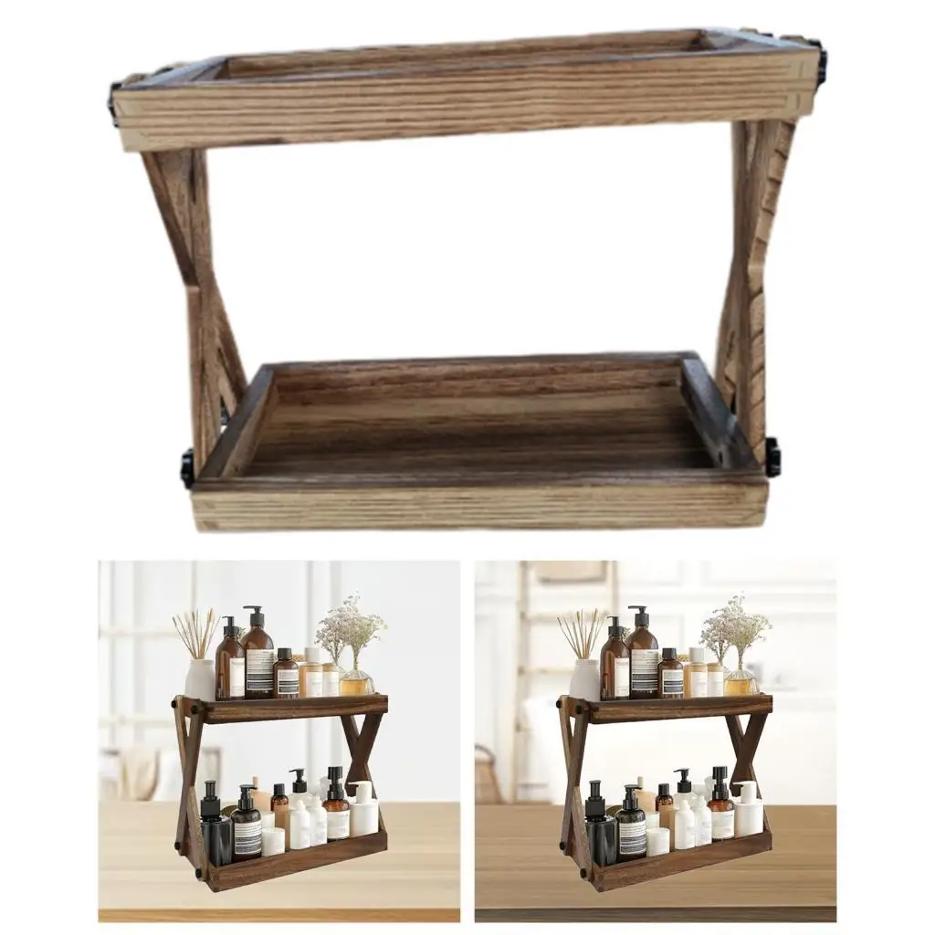 

Деревянная полка-органайзер на столешнице, прочная 2-уровневая деревянная полка, органайзер для кофейной станции для гостиной, стола, офиса, кухни