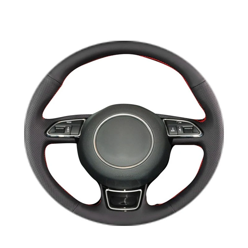 Car Steering Wheel Cover Black Non-Slip Artificial Leather For Audi A1 A3 A4 2015-2016 A7 2012-2018 S7 2013-2018 RS7 2014-2015