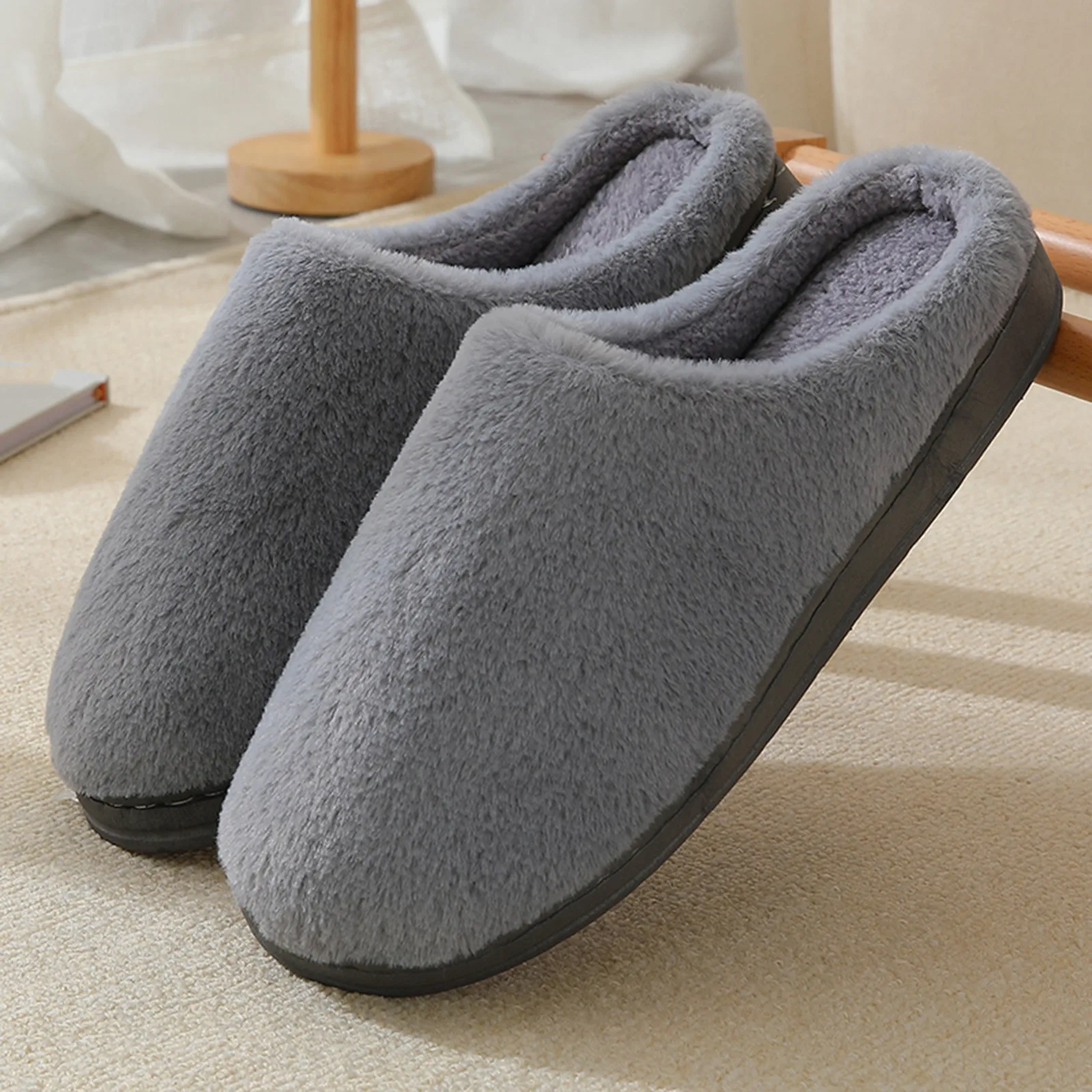 Women'S Indoor Shoes Soft-Soled Slippers Home Warm Cotton Men'S Shoes Men'S Slipper Furry Slippers For Men