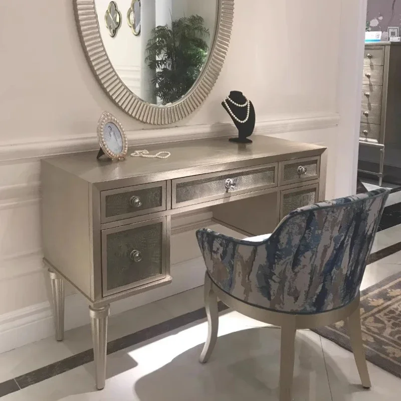 White Polished Stable Modern Dressing Table Strong Creative Contemporary Oak Storage Dressing Table Coiffeuse Bedroom Furniture