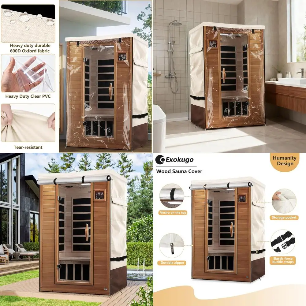 

Деревянный чехол для уличной спа-сауны, 48x43x74.8 см, с прозрачной дверцей из ПВХ, бежевый и коричневый
