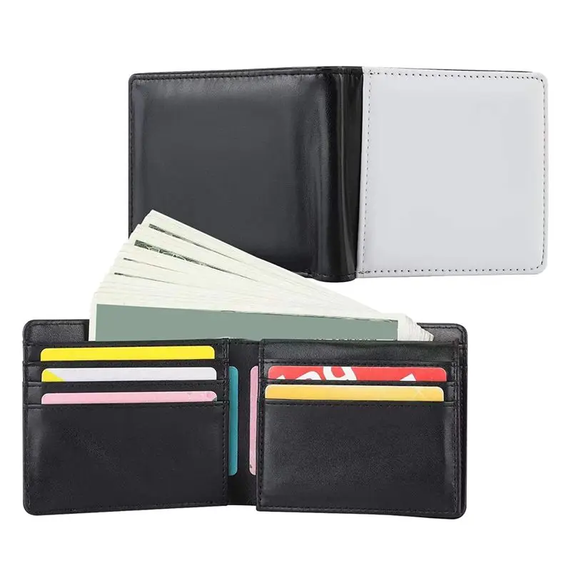 Latest ABBQ-4PCS Sublimation Wallet Blank for Men Pu Heat Transfer DIY Bank Card Holder Bifold Wallet for Back School Gifts