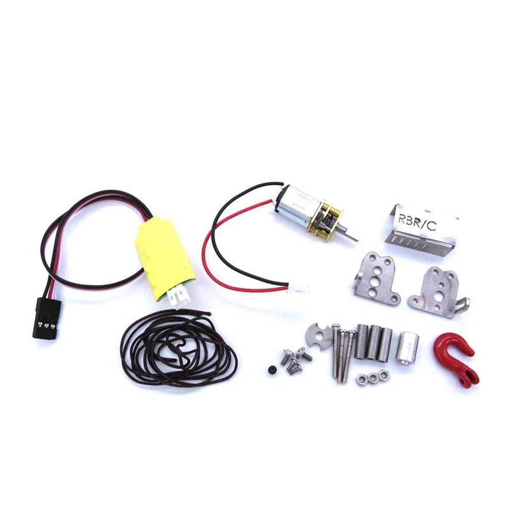 Metal Automatic Simulated Winch with 3CH Receiver Cable for WPL B14 B24 B16 B36 C14 C24 C34 MN D90 MN99S RC Car Parts