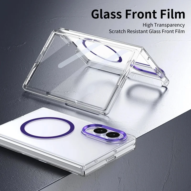 Shockproof Hard PC Phone Case For Samsung Galaxy Z Fold 8 Wide 5G With Screen Film For Magsafe Magnetic Wireless Charging Cover