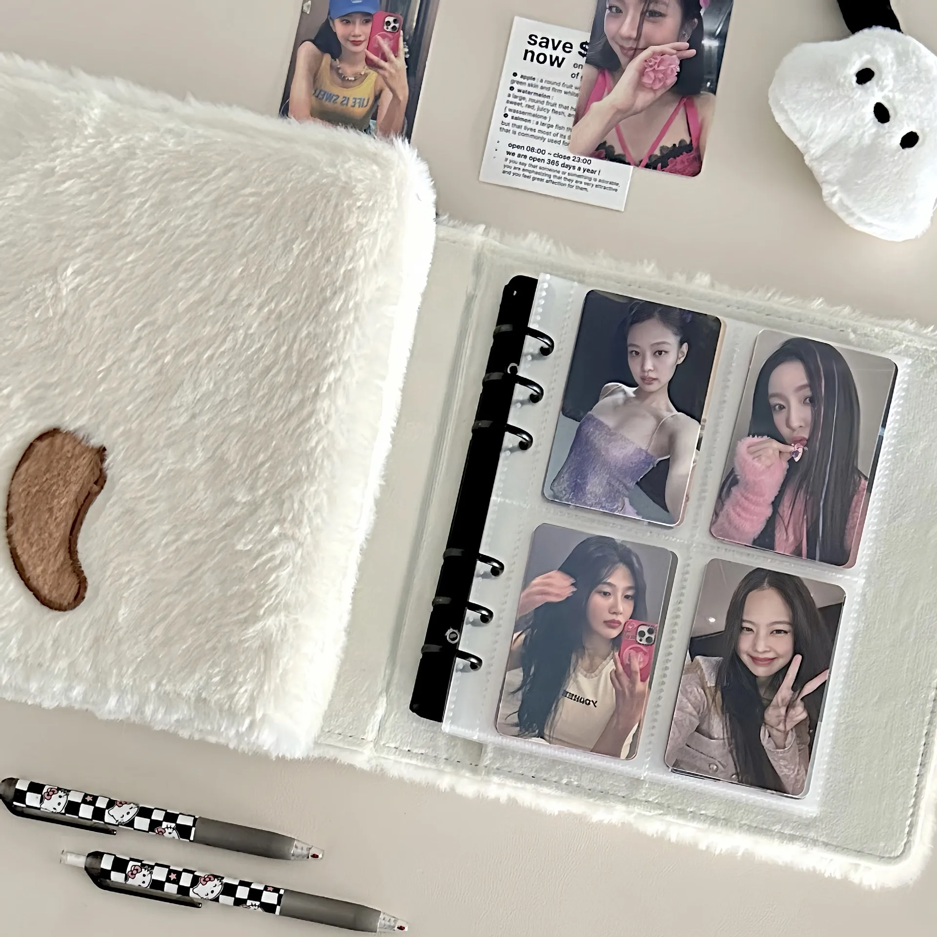 Simpatico porta carte raccoglitore A6 in peluche con design per cani e gatti, album per cartoline a quattro tasche, libro di archiviazione da collezione Kpop Idol