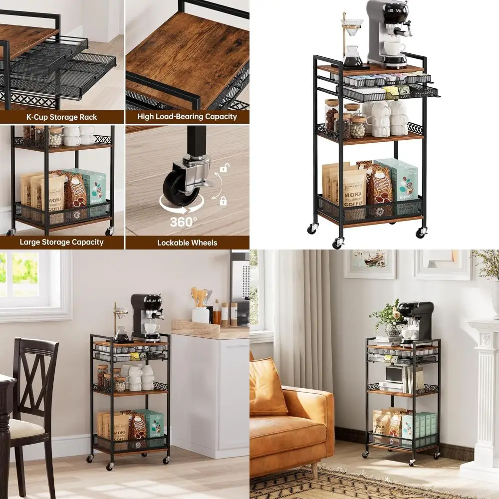 

Многофункциональная подставка для кофейных капсул на колесиках для кухни и гостиной