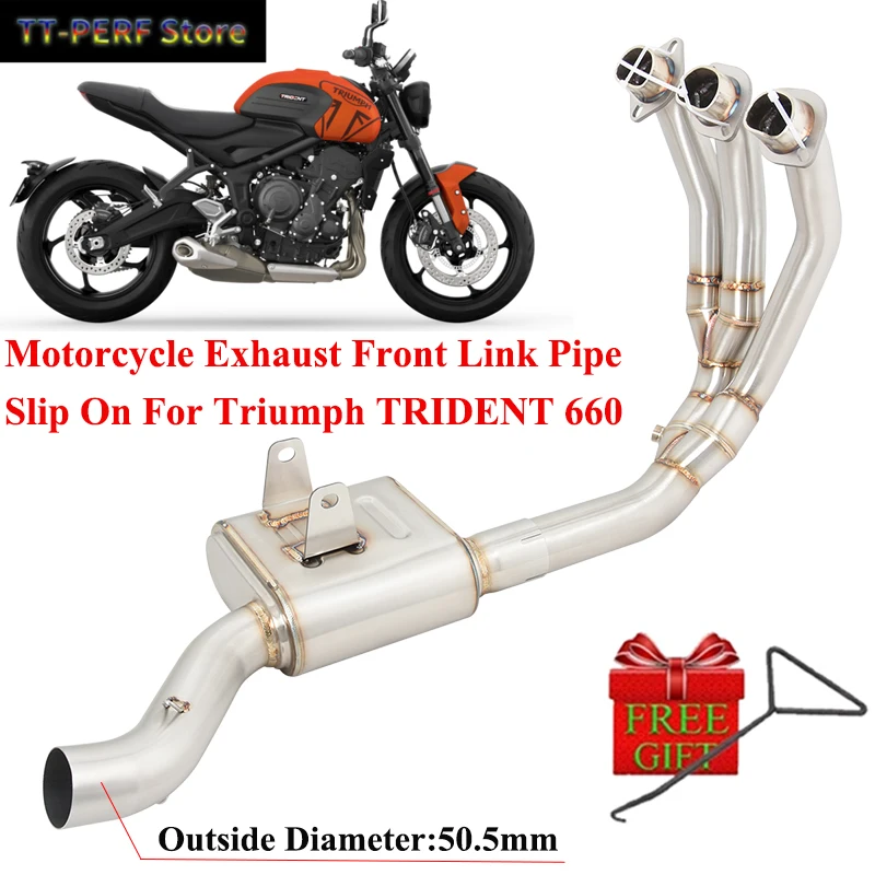 

Slip On For Triumph Trident 660 Motorcycle Exhaust Escape Systems Stainless With Back pressure Front Middle Link Pipe Muffler