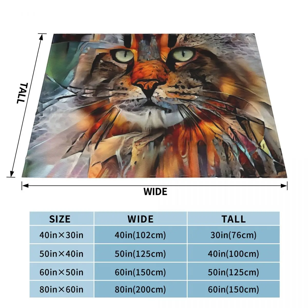 Zikkan, cat, chat, cat, lea roche paintings Throw Blanket christmas decoration funny gift Bed linens Picnic Blankets