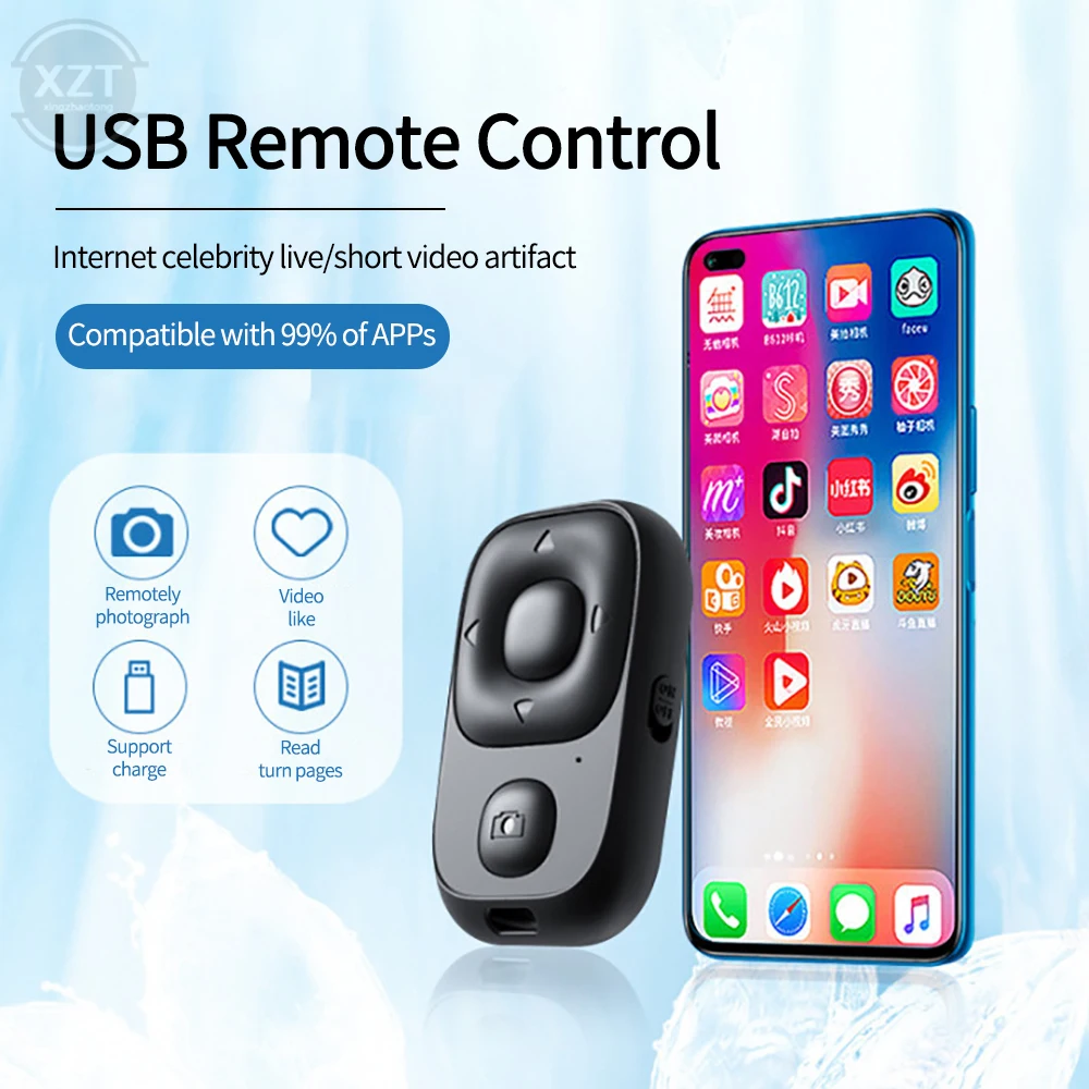 Mini Wireless Selfie Remote Control Bluetooth-compatible Shutter Release Button Camera Phone Self-timer Page Turning Controller