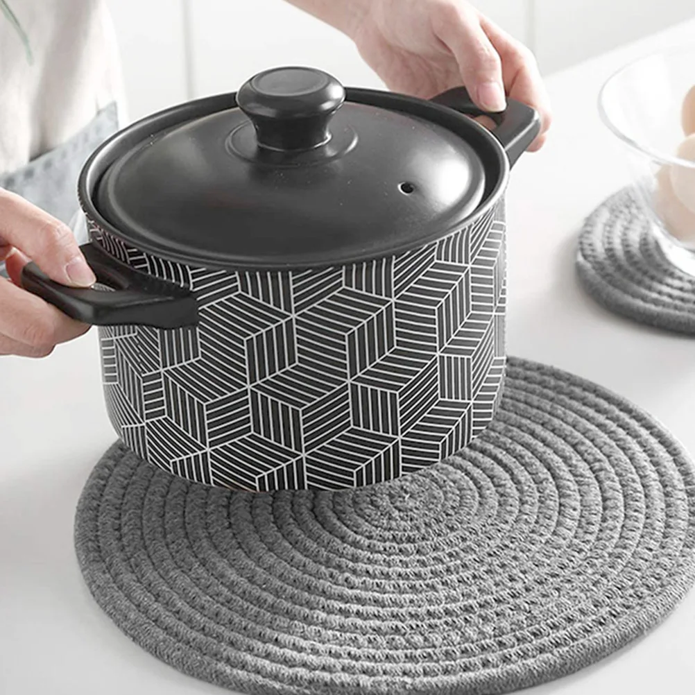 

10 шт. круглые хлопковые тканые подставки, плетеная подушка для горшка, термостойкий коврик для обеденного стола, домашний коврик для стола, противоскользящий