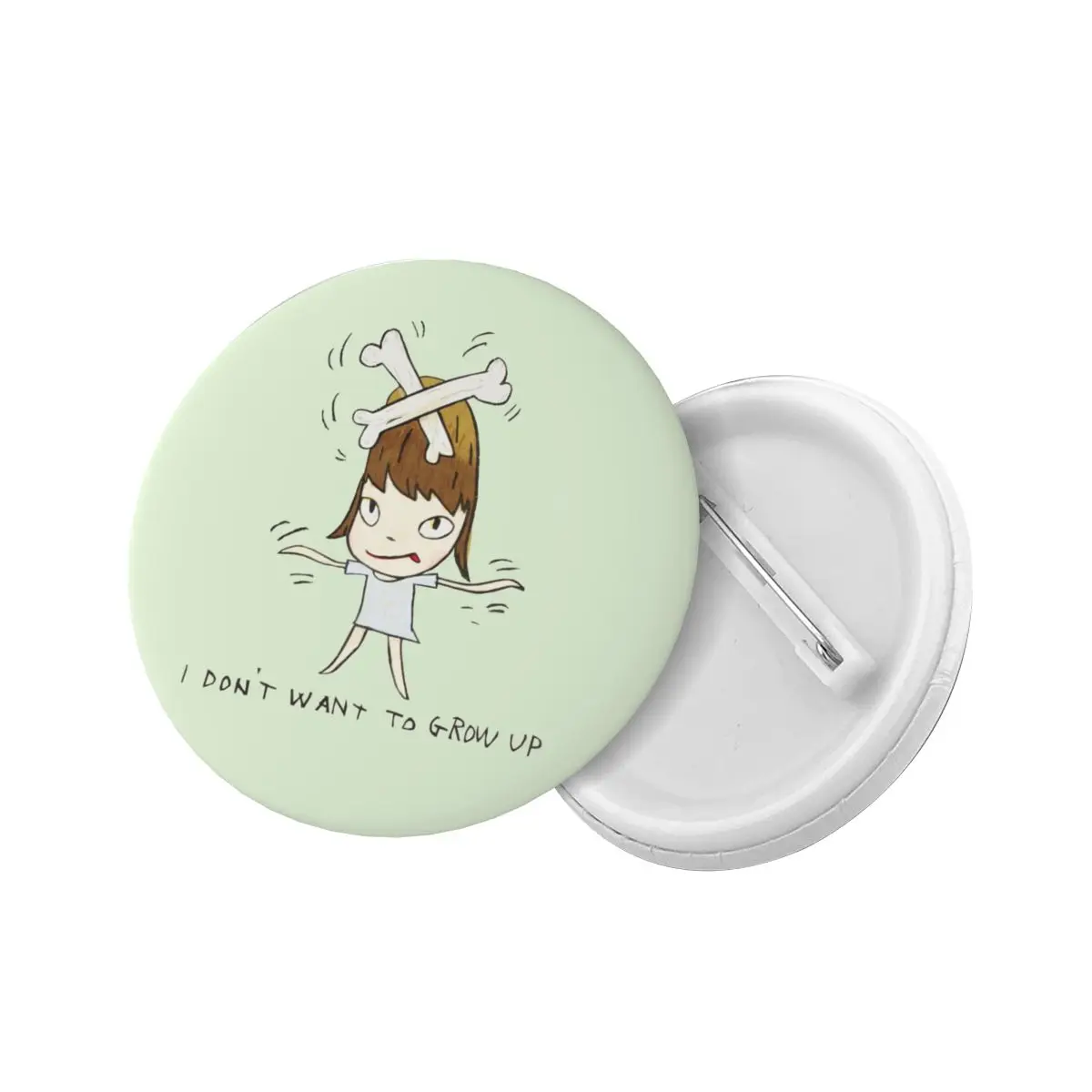 Yoshitomo Nara I Dont Want To Grow Up Soft Button Pin Custom Novelty Pinback Badge Brooch Girlfriend Gift