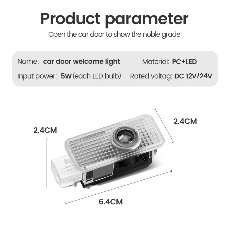 1/2PCS Car Wireless Door Led Welcome Light Projection Lamp Light For Audi A4 B5 B6 B7 B8 A1 A3 A6 A5 A7 A8 Q3 Q5 Q7 TT sticker view 6