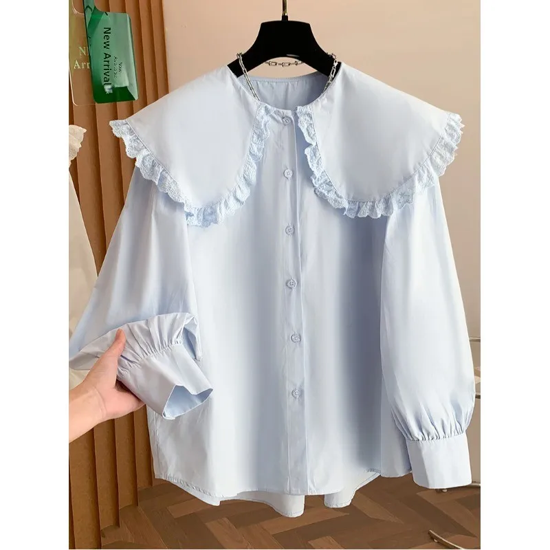 

Artistic Women's Shirt Loose Fit Doll Collar Anti-Aging Fashionable Spring 2026 Breathable Long Sleeve Ladies' Top