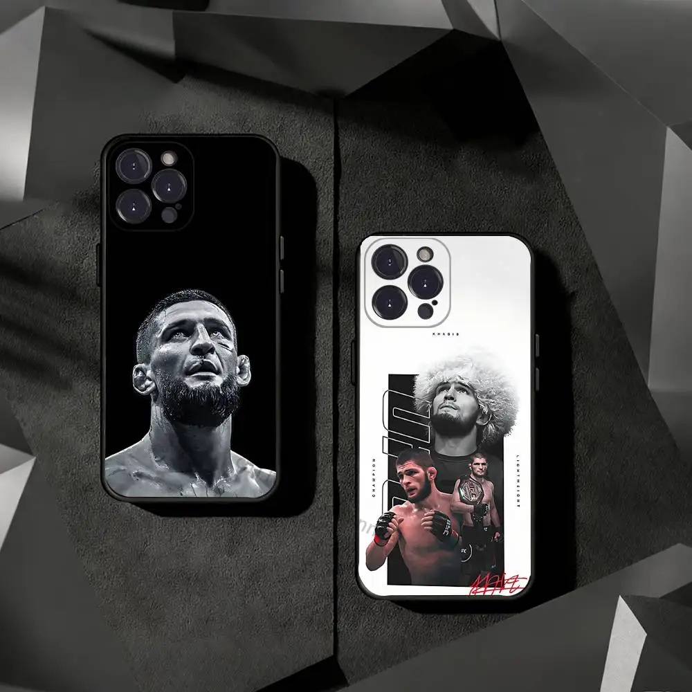Coques de téléphone Khabib Nurmagomedov pour iPhone 17 16 15 14 13 12 11 Pro Max Plus, protection de caméra de luxe en plastique