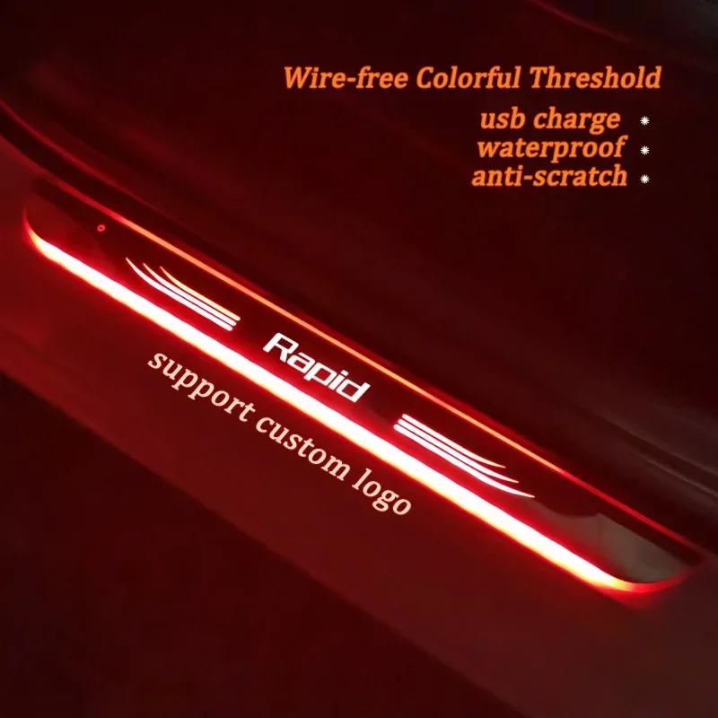 

Door Sill Guard With Logo For Sokda Rapid Flash LED Multicolor Welcome Pedal Car Scuff Plate Pathway Treshold Light