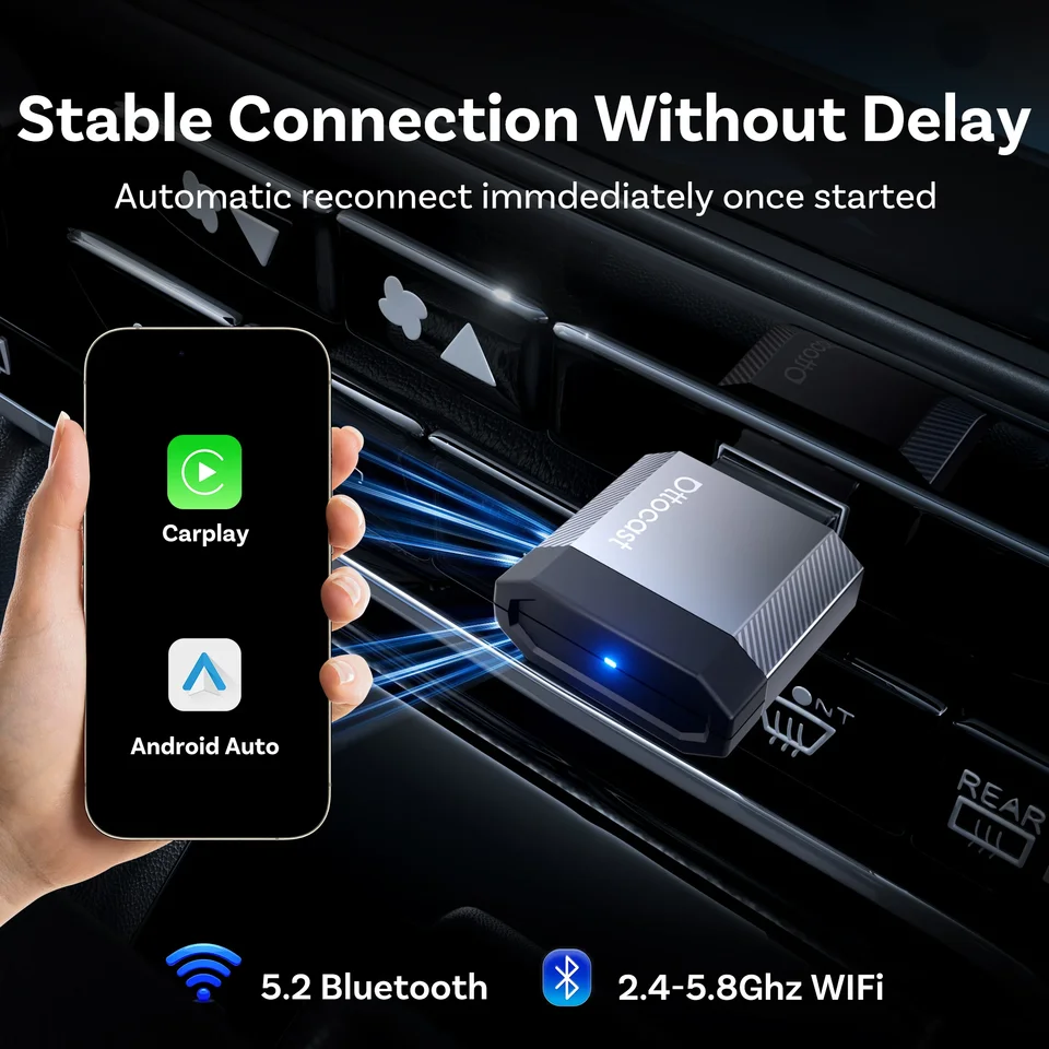 OTTOCAST Mini Nova Wired to Wireless 2 in 1 CarPlay Android Auto