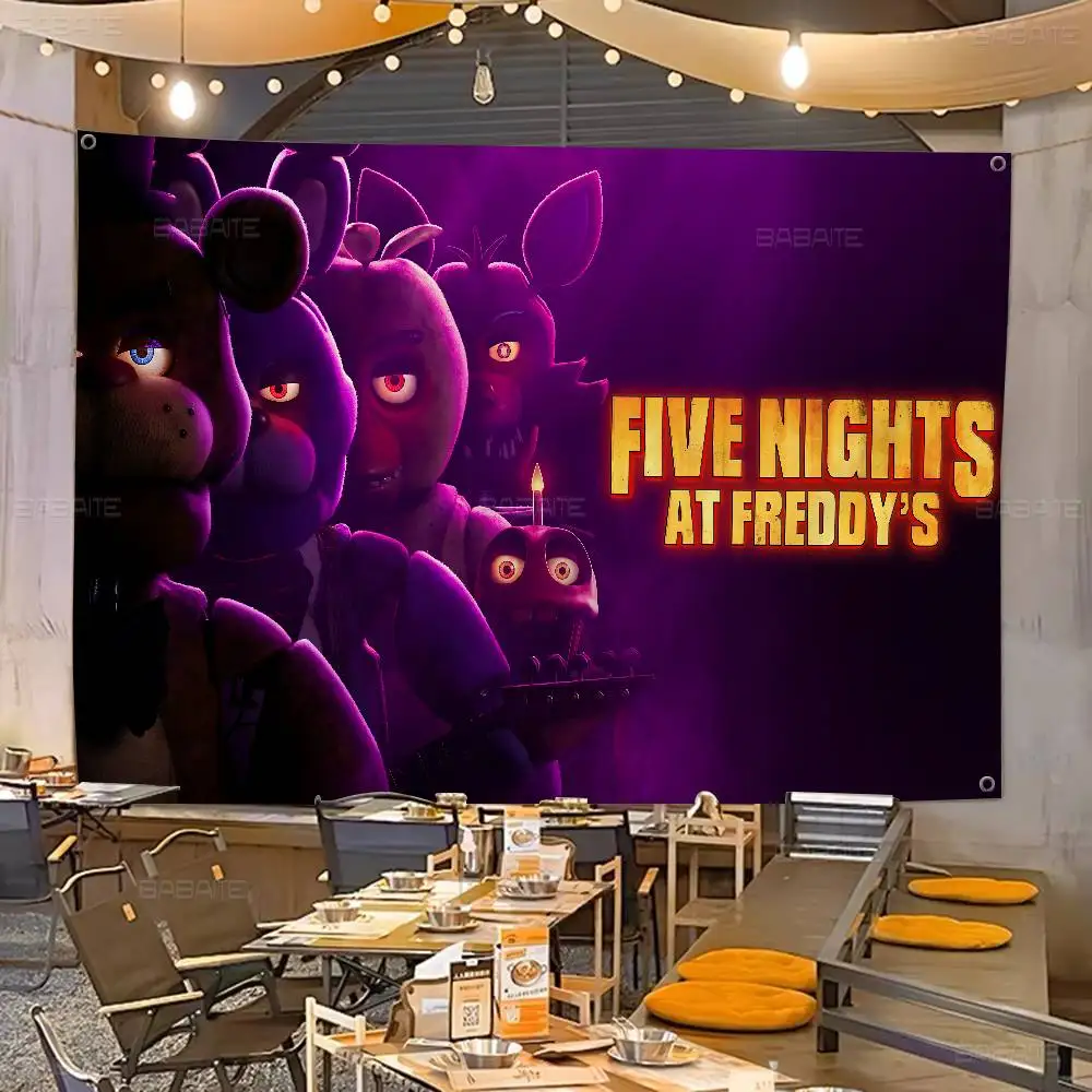 Fnaf Five-Nights-At-Freddys Anime-Flagge für Wohnzimmer, Zuhause, Wohnheim, Dekoration, Kunst, Heimdekoration, Banner