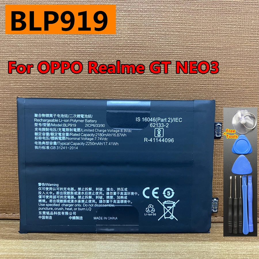 New Original 4500mAh BLP919 High Quality Battery For OPPO Realme GT NEO3 Neo 3 150W , RMX3563, RMX3562 Mobile Phone