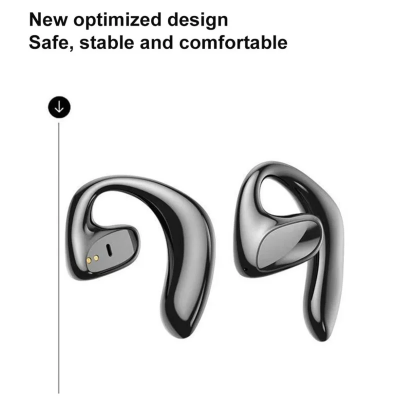 Wireless Bone Conduction Earphone Hifi Stereo Noise Cancellation Digital Display Bluetooth 5.1 Rechargeable Sports Ear Hook