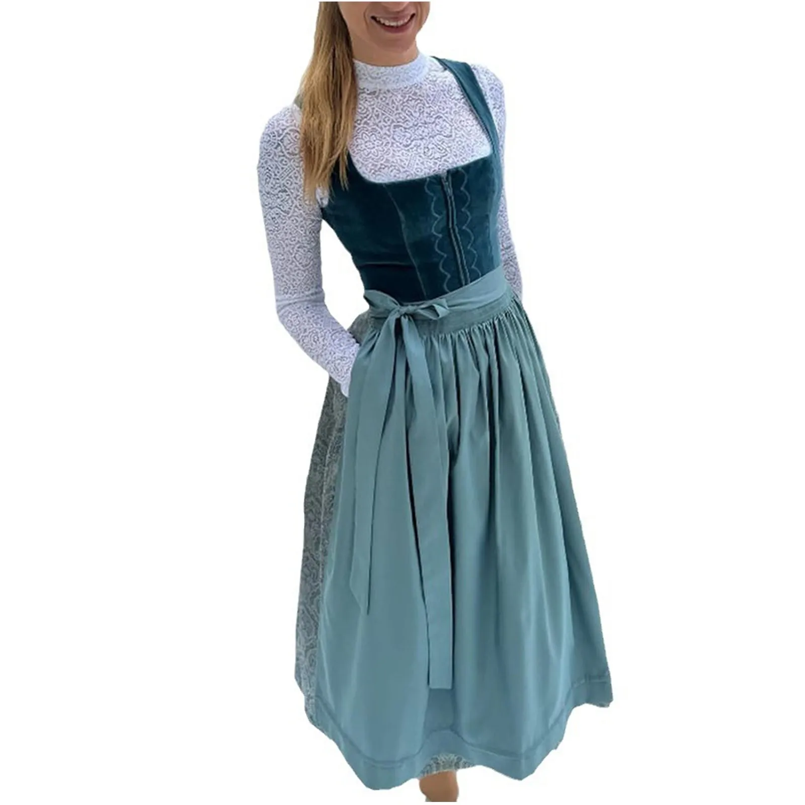 Vrouwen Duits bier meisjes cosplay kostuum Beierse Oktoberfest fluwelen dirndljurk met schort Festival carnaval feestoutfits