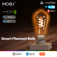 MOES ST64 Smart LED Bulb Edison, Tuya Matter/WiFi/Zigbee, 16M RGB Colors Dimmable, 2700K-6500K, Works with Alexa Google Home