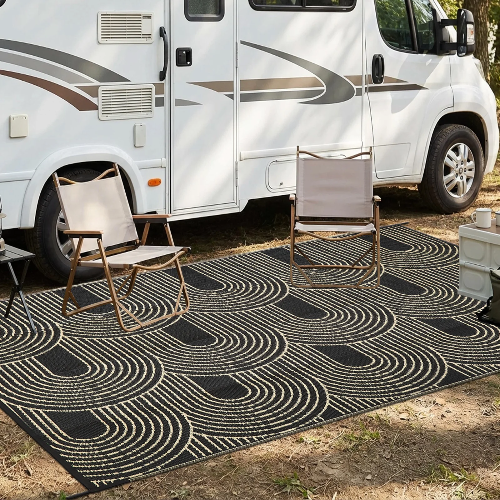 Double-Sided Outdoor Waterproof Reversible Mats Plastic Straw Patio Rugs PP Material Double Layer Woven Carpet Family Picnic Mat