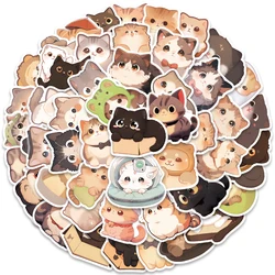 Autocollants de chats de dessin animé mignons, décalcomanies d'animaux Kawaii, décalcomanies en vinyle pour ordinateur portable, bagages, téléphone, vélo, voiture, graffiti étanche, 50 pièces