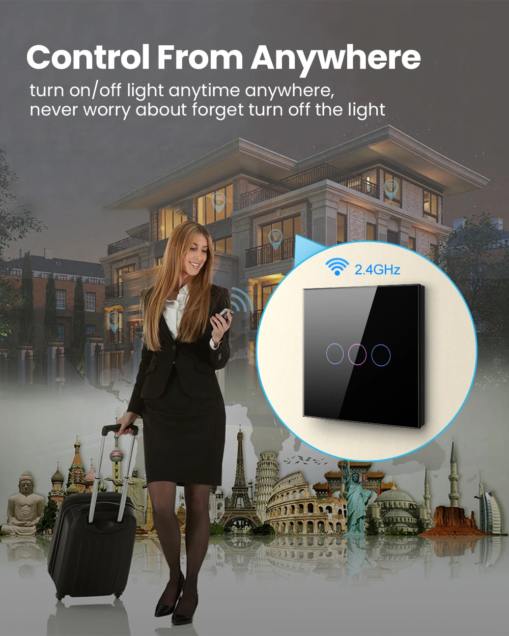 AVATTO Tuya WiFi Zigbee Smart Light Switch,EU Standard with/without Neutral wire Touch Switch,Works with Alexa Google Home Alice