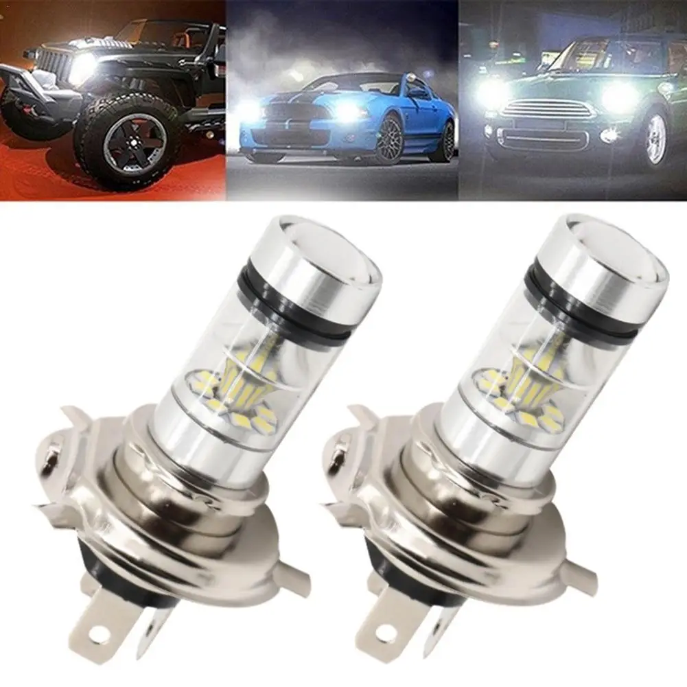 2Pcs 1800LM H4 LED Headlight Bulbs No Error H4 8000K 20-LED Hi/Lo Beam 15W Car Head Lamps White Auto Light