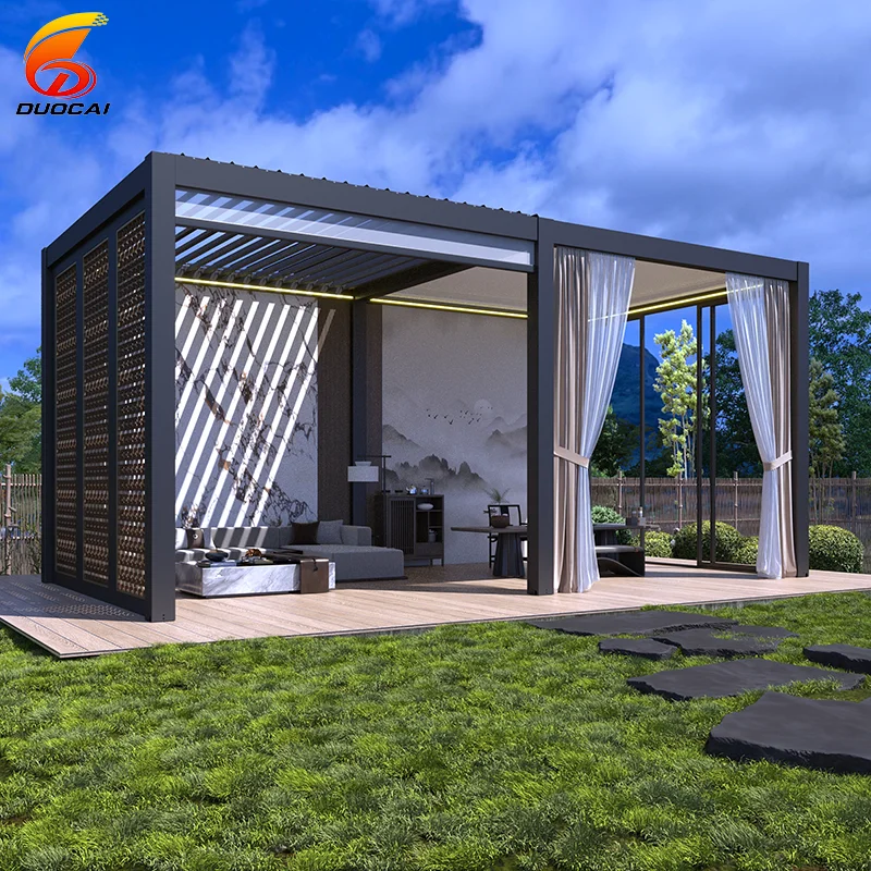 

2025 Contemporary Outdoor Pergola Fully Automatic with LED Lights