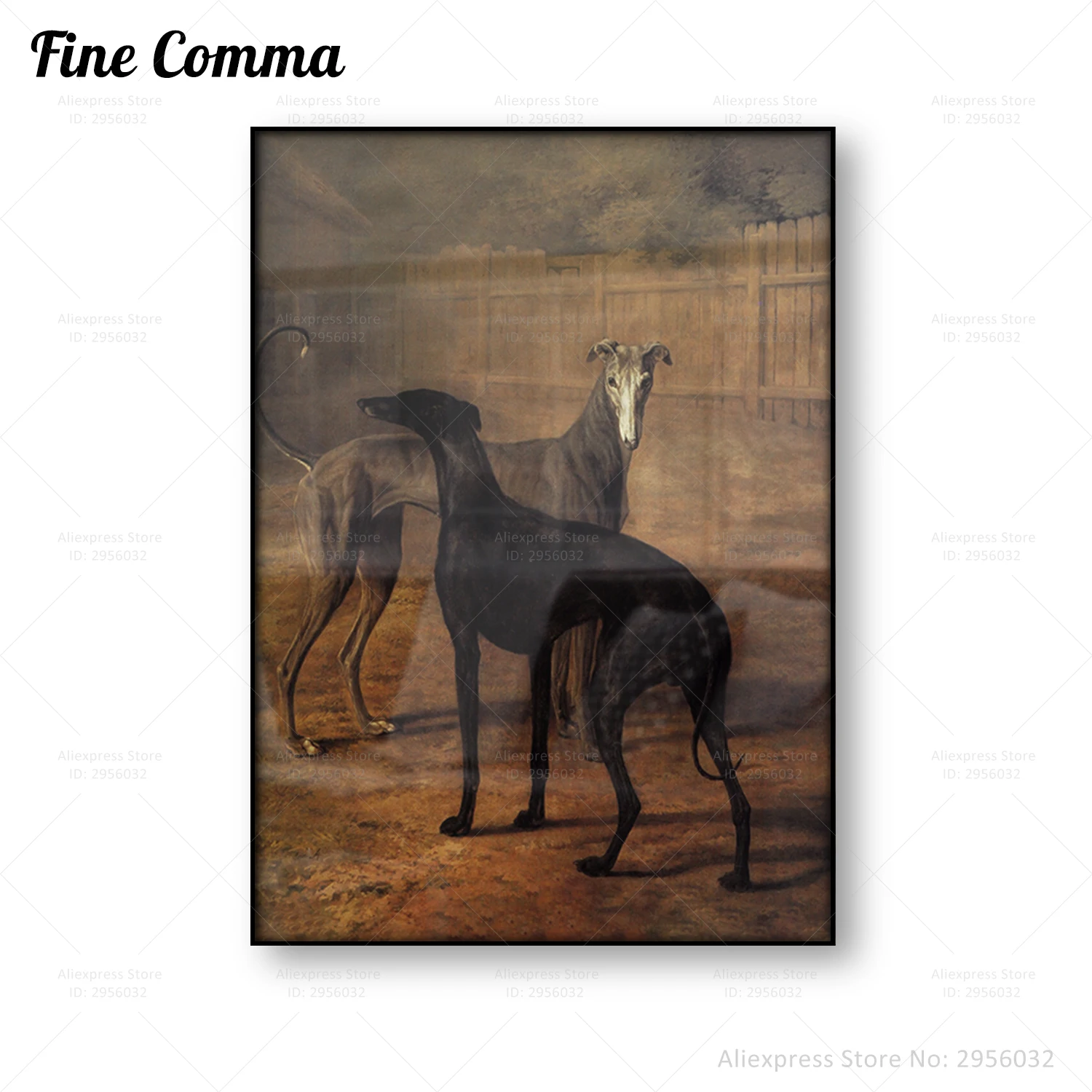 Rolla and Portia Greyhounds Jacques Laurent Agasse Vintage Poster Dog Picture Animal Wall Art Canvas Print Home Decor Gift