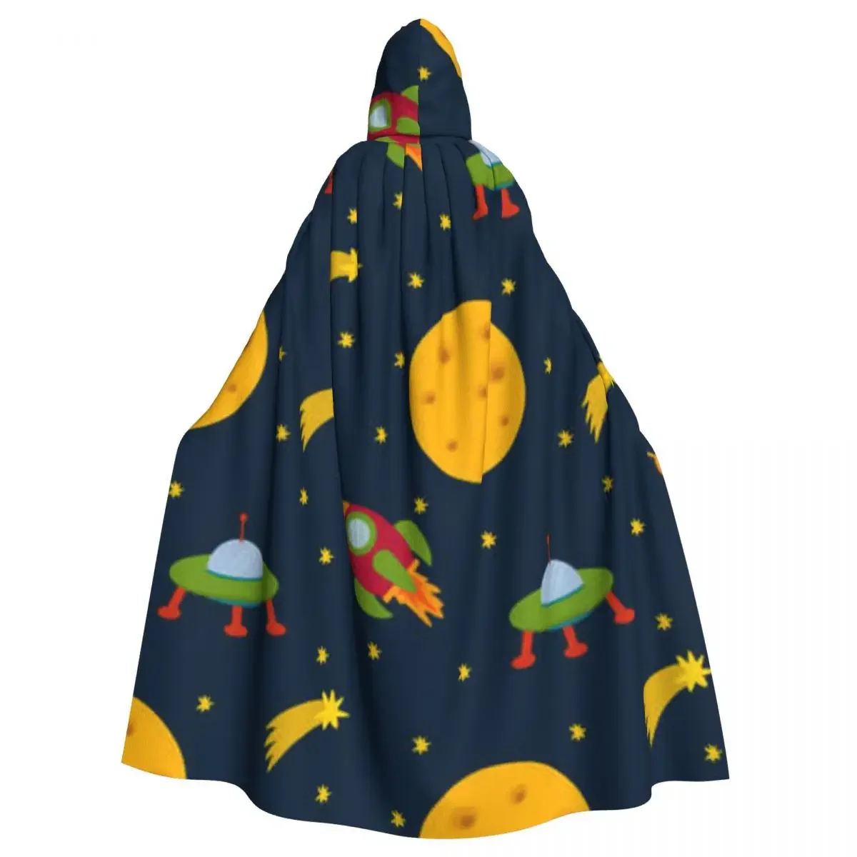 

Rocket And Stars Hooded Cloak Polyester Unisex Witch Cape Costume Accessory