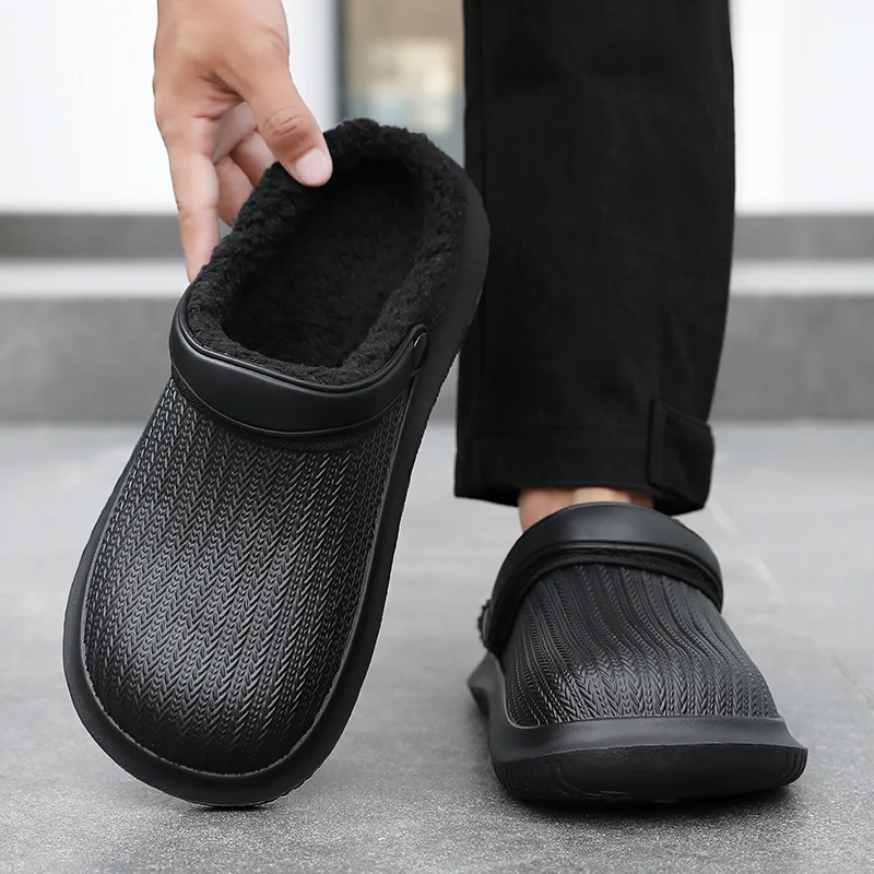 Slippers For Home Man Trendy All-match Anti-slip Lightweight Kitchen Bathroom Fashion Slipper Keep Warm Winter Men\'s Cotton Shoe