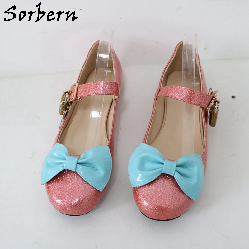 Sorbern Watermelon Glitter Flat Lolita Shoes Women Cute Round Toe Lockable Straps Mary Jane Shoe Custom Colors