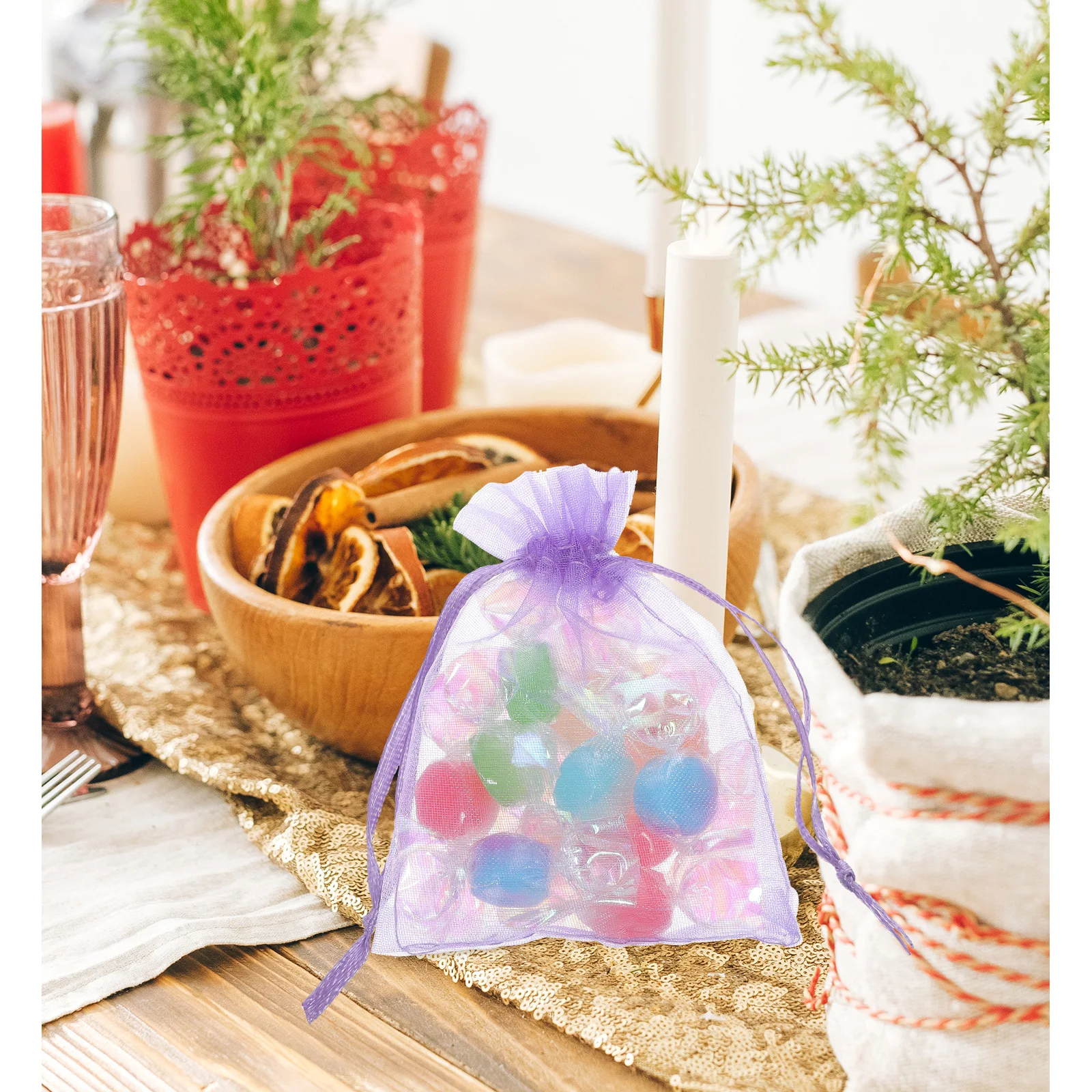 

50 Pcs Organza Gift Bag Jewelry Pouch Wedding Favor Bags Candy Sachet Empty Small Sachets Mini Drawstring