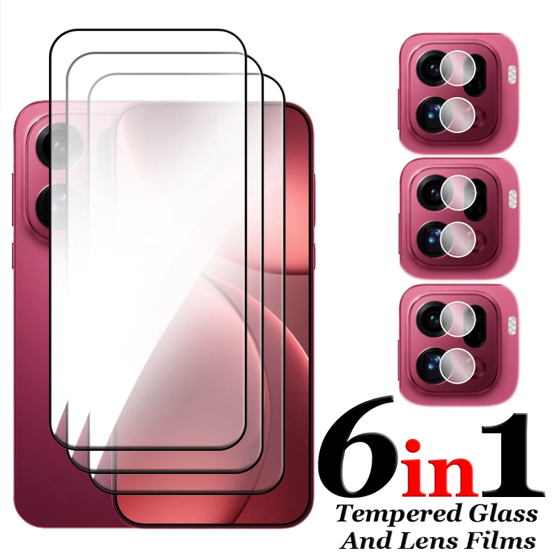 

6in1 For OPPO Find X9 Pro Glass For OPPO Find X9 Tempered Glass 2.5D Full Cover Glue HD Screen Protector For Find X9 Pro Film
