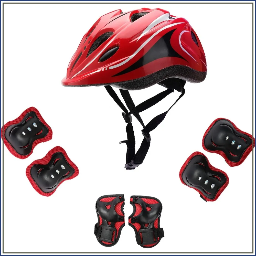 

Kids Safety Helmet & Knee/Elbow/Wrist Pads Set for Skateboarding, Biking, Scooter - Adjustable, Breathable