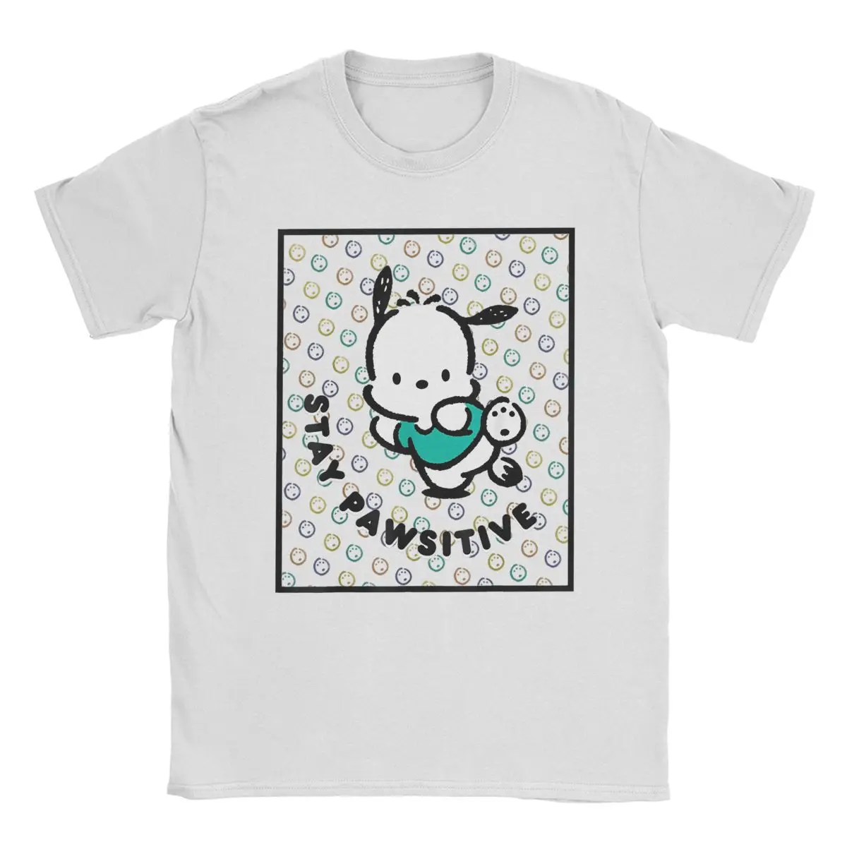 Pochacco Stay Paw T Shirt for Men Women Cotton Cool T-Shirts O Neck Cartoon Tees Short Sleeve Clothes Original