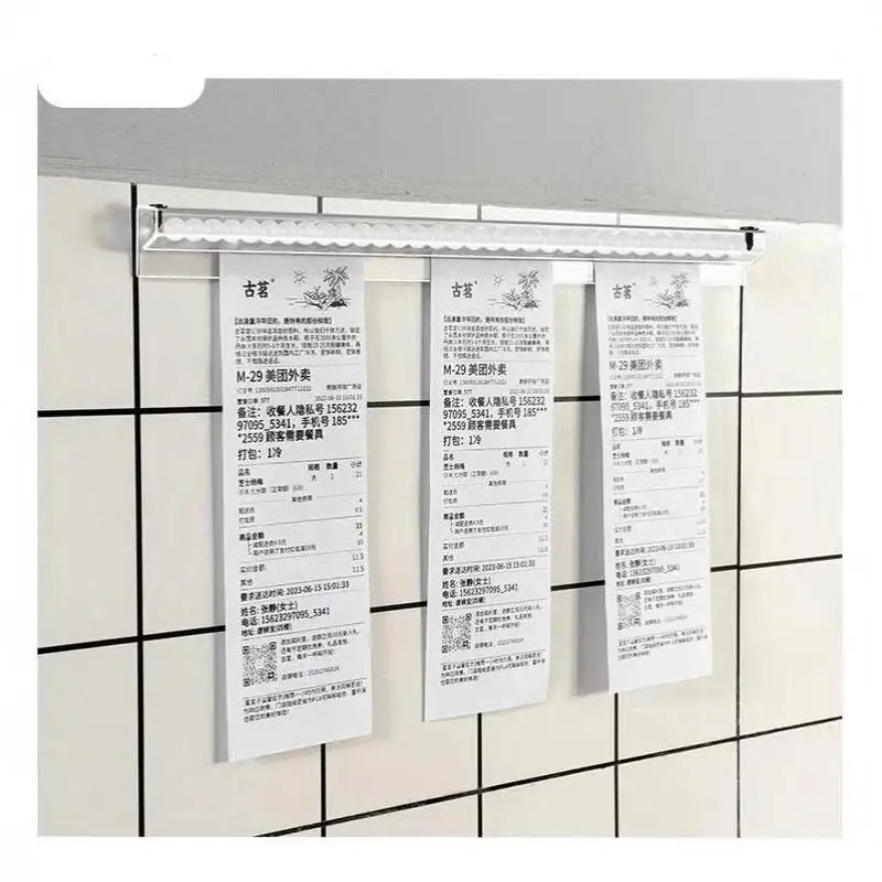 Wandmontierter, selbstklebender Kassenbon-Clip aus Aluminiumlegierung, hängender Ticket- und Rechnungshalter, QR-Code-Halter, Restaurant-Menü-Clip – Detail 6