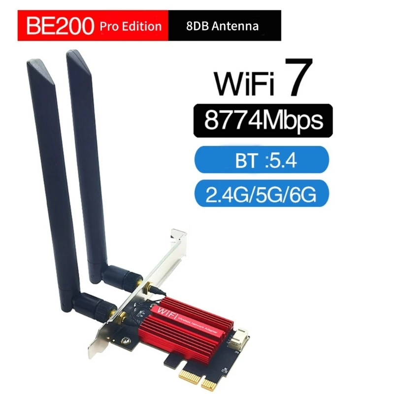 BE200 BE200NGW WIFI7 WLAN Card WiFi 5/6G TriBand Bluetoothcompatible5.4 Card (6G/5G/2.4G) PCIe WLAN Card WiFi Card